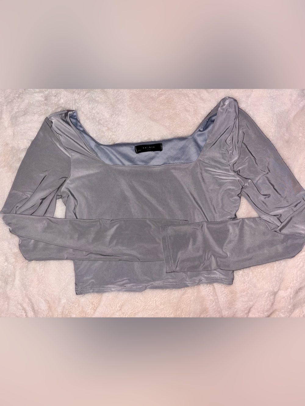 Silky Gray Off-Shoulder Top